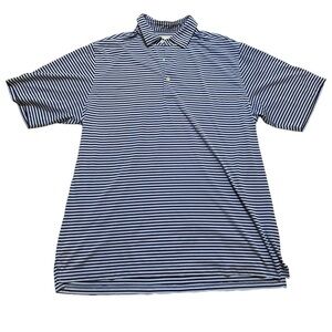 Donald Ross Polo Shirt Mens Large Blue Stripe Short Sleeve Active Polyester Golf